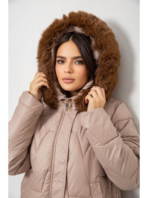 Куртка жіноча зимова коротка, колір мокко, 244R865