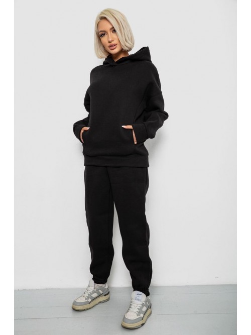 Спортивний костюм жіночий на флісі, колір чорний, 247R2012