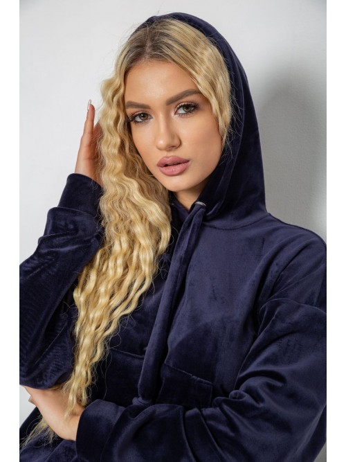 Спортивний костюм жіночий велюровий, колір темно-синій, 241R2001-20