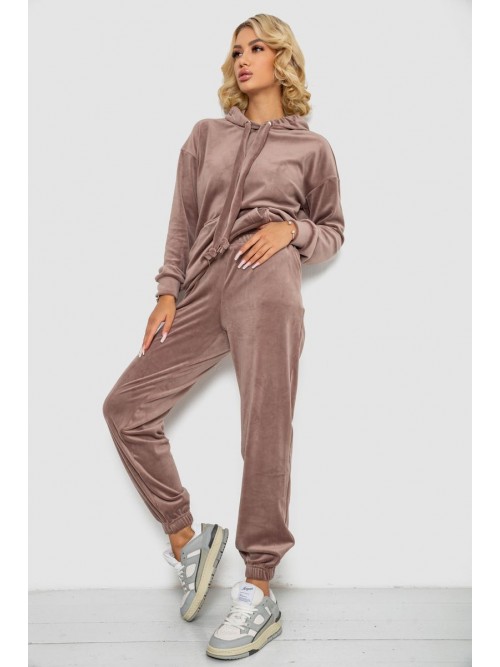 Спортивний костюм жіночий велюровий, колір темно-бежевий, 241R1530-5