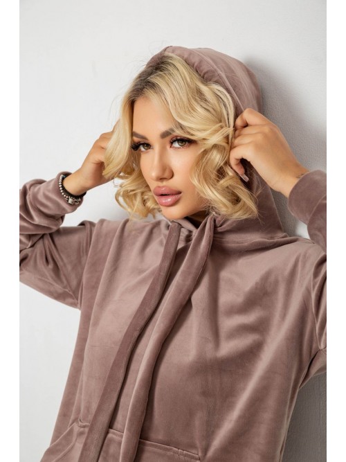 Спортивний костюм жіночий велюровий, колір темно-бежевий, 241R1530-5