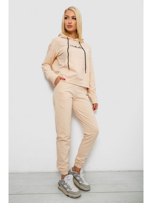 Спортивний костюм жіночий двонитка, колір бежевий, 214R1419-006 Спортивний костюм жіночий двонитка, колір бежевий, 214R1419-006