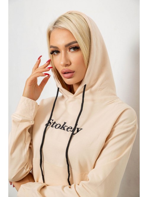 Спортивний костюм жіночий двонитка, колір бежевий, 214R1419-006 Спортивний костюм жіночий двонитка, колір бежевий, 214R1419-006