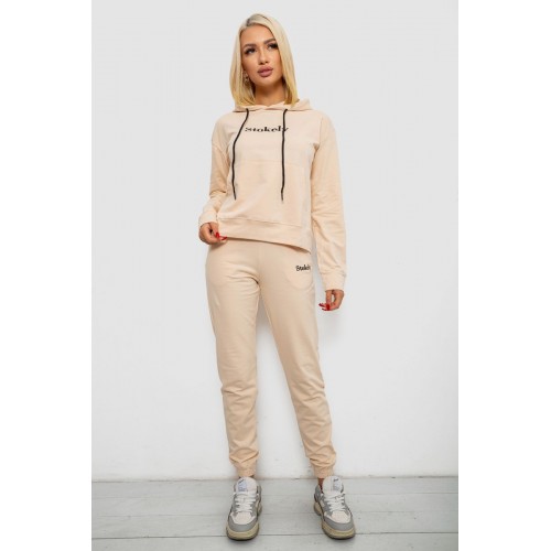 Спортивний костюм жіночий двонитка, колір бежевий, 214R1419-006 Спортивний костюм жіночий двонитка, колір бежевий, 214R1419-006