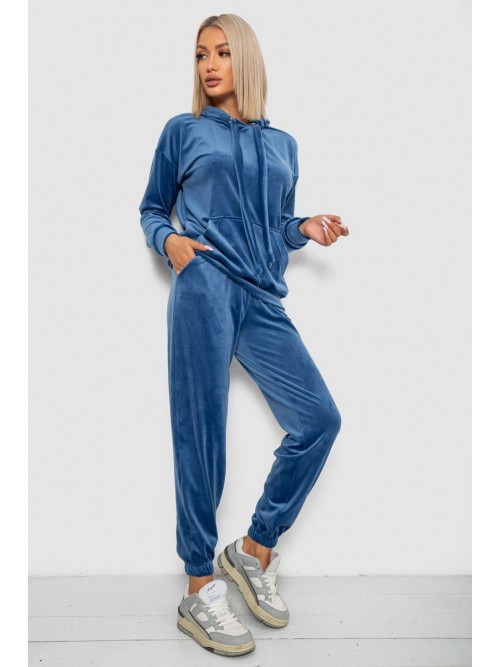 Спортивний костюм жіночий велюровий, колір джинс, 241R1530-5