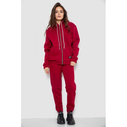 Спортивний костюм жіночий на флісі, колір бордовий, 244R1555