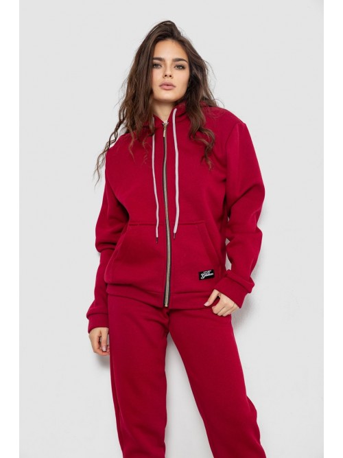 Спортивний костюм жіночий на флісі, колір бордовий, 244R1555
