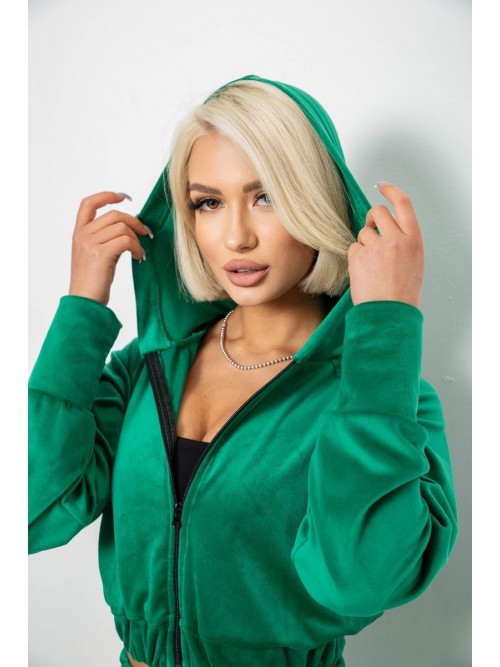 Спортивний костюм жіночий велюровий, колір зелений, 257R4125