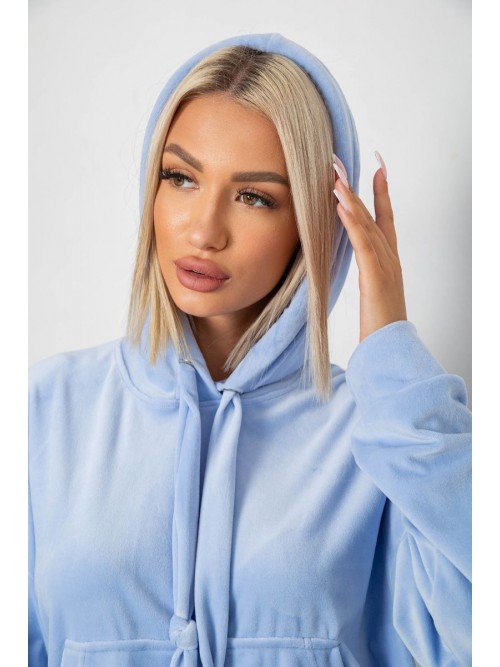 Спортивний костюм жіночий велюровий, колір блакитний, 241R2001-20