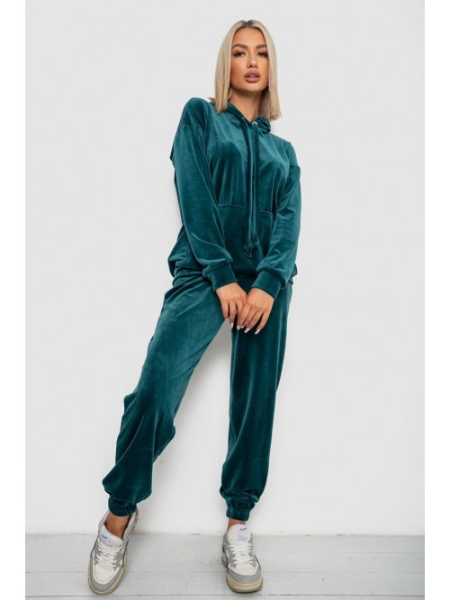Спортивний костюм жіночий велюровий, колір зелений, 241R1530-5