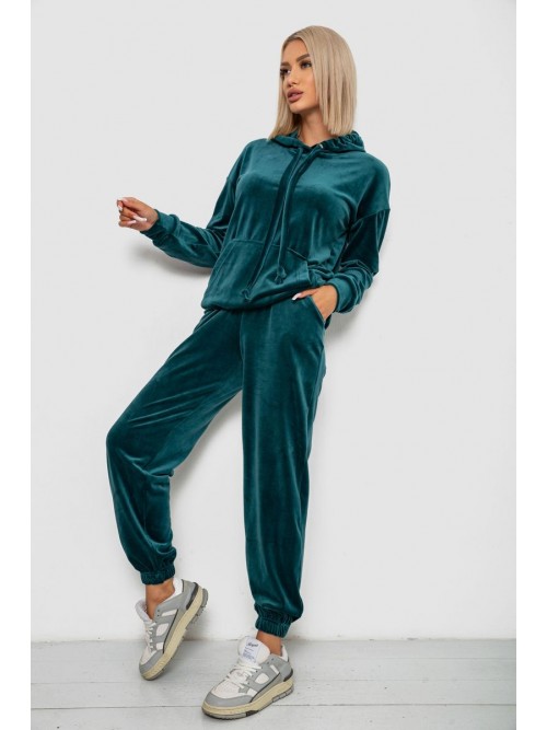 Спортивний костюм жіночий велюровий, колір зелений, 241R1530-5