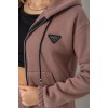 Спортивний костюм жіночий на флісі на блискавці, колір мокко, 247R1060