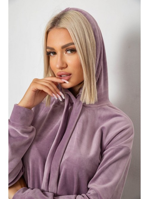 Спортивний костюм жіночий велюровий, колір пудровий, 241R2001-20