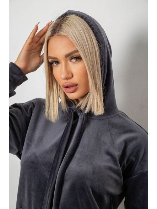 Спортивний костюм жіночий велюровий, колір сірий, 241R1530-5