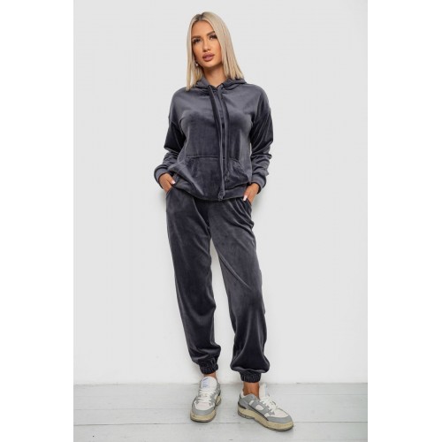 Спортивний костюм жіночий велюровий, колір сірий, 241R1530-5