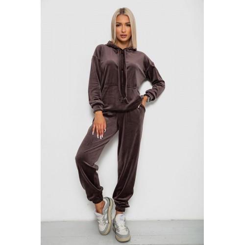 Спортивний костюм жіночий велюровий, колір мокко, 241R1530-5