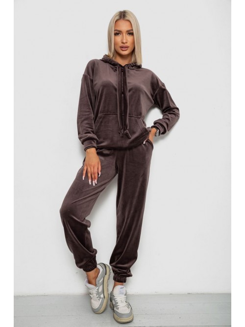 Спортивний костюм жіночий велюровий, колір мокко, 241R1530-5 Спортивний костюм жіночий велюровий, колір мокко, 241R1530-5