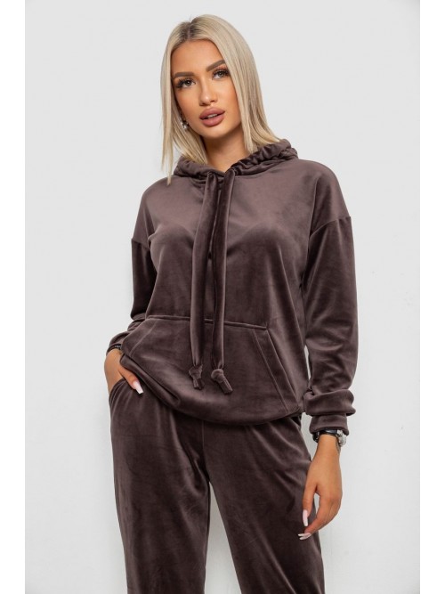 Спортивний костюм жіночий велюровий, колір мокко, 241R1530-5