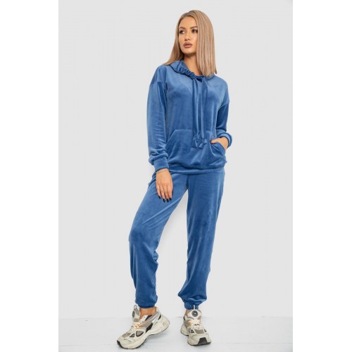 Спорт костюм жіночий велюровий, колір джинс, 241R060