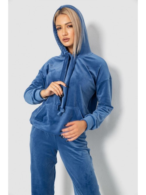 Спорт костюм жіночий велюровий, колір джинс, 241R060