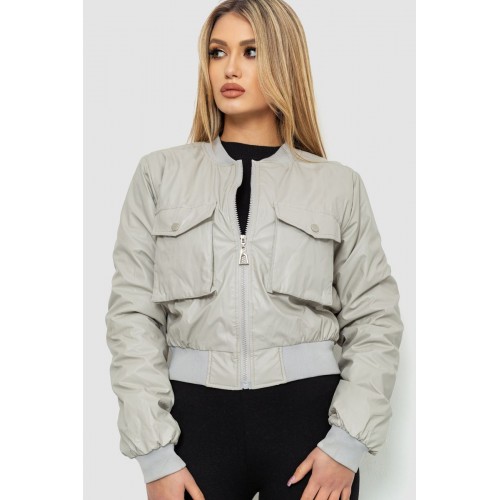 Куртка жіноча з екошкіри коротка, колір сірий, 186R097 Куртка жіноча з екошкіри коротка, колір сірий, 186R097