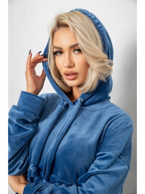 Спортивний костюм жіночий велюровий, колір джинс, 241R2001-20