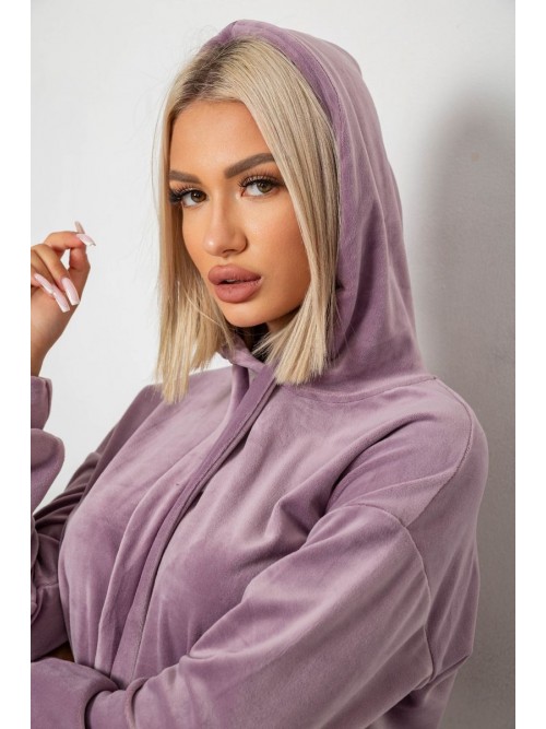 Спортивний костюм жіночий велюровий, колір пудровий, 241R1530-5