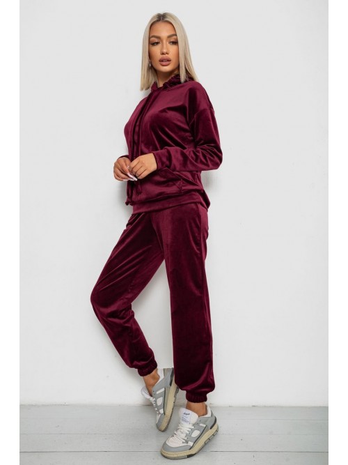 Спортивний костюм жіночий велюровий, колір бордовий, 241R1530-5