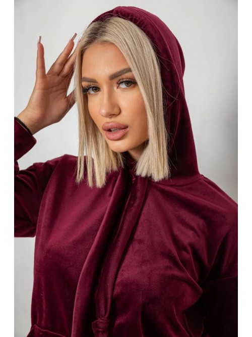Спортивний костюм жіночий велюровий, колір бордовий, 241R1530-5