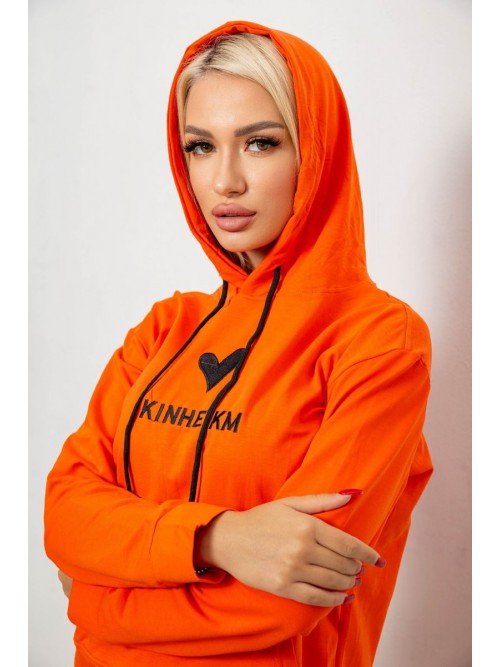 Спортивний костюм жіночий двонитка, колір помаранчевий, 214R1419-007 Спортивний костюм жіночий двонитка, колір помаранчевий, 214R1419-007