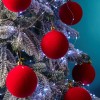 Кулі на ялинку "Оксамит" 18 шт. Червоні D-8см. Подарунковий набір ялинкових кульок Кульки на ялинку