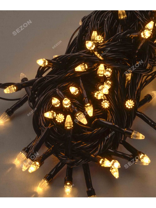 Новогодняя светодиодная гирлянда КОНУС 200LED 13м теплый белый