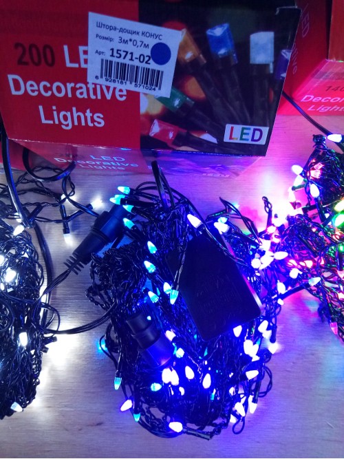 Новогодняя светодиодная гирлянда ШТОРА-ДОЖДИК 120LED 3м*0.7м синий Новогодняя светодиодная гирлянда ШТОРА-ДОЖДИК 120LED 3м*0.7м синий