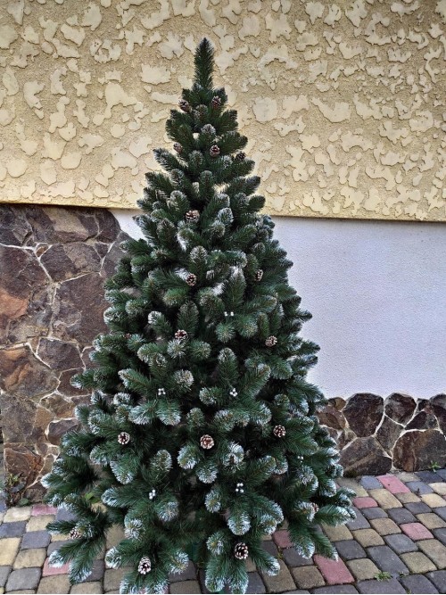 Кармен срібло 1,8мз шишками і перлами ялинка штучна новорічна