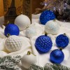 Кулі новорічні набір "Блиск" 40 шт. Синій. Подарунковий набір ялинкових кульок Кульки на ялинку