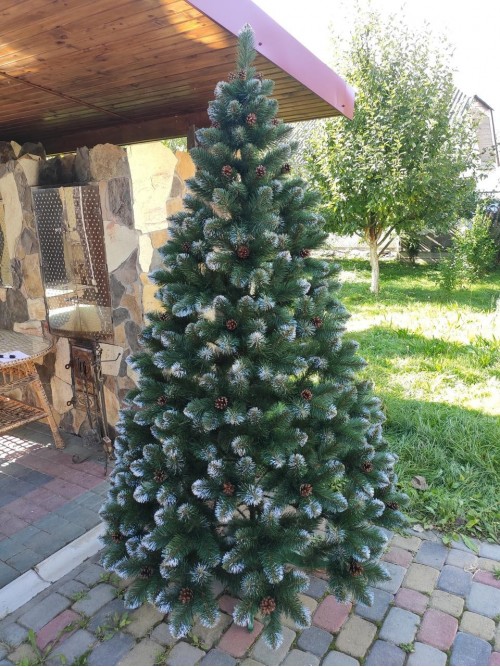 Елітна 2.5 м з шишками ялинка штучна новорічна