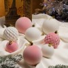 Набір новорічних куль "Оксамит" 40 шт. Рожевий. Подарунковий набір ялинкових кульок Кульки на ялинку