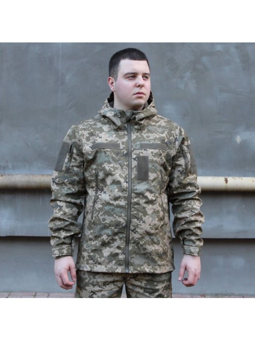 Тактична весняна куртка Soft Shel Піксель