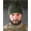 Шапка флісова хакі з вставкою Soft-Shell та липукою під шеврон
