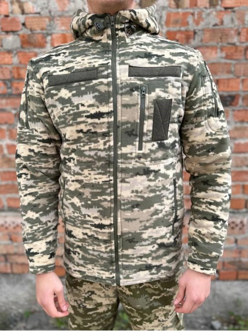 Флісова кофта піксель з капюшоном v2