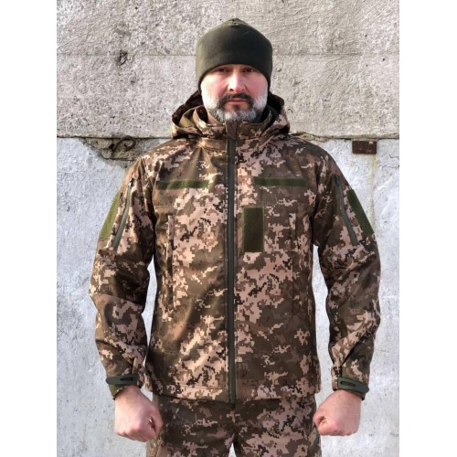 Тактична куртка Soft Shell Піксель Демі