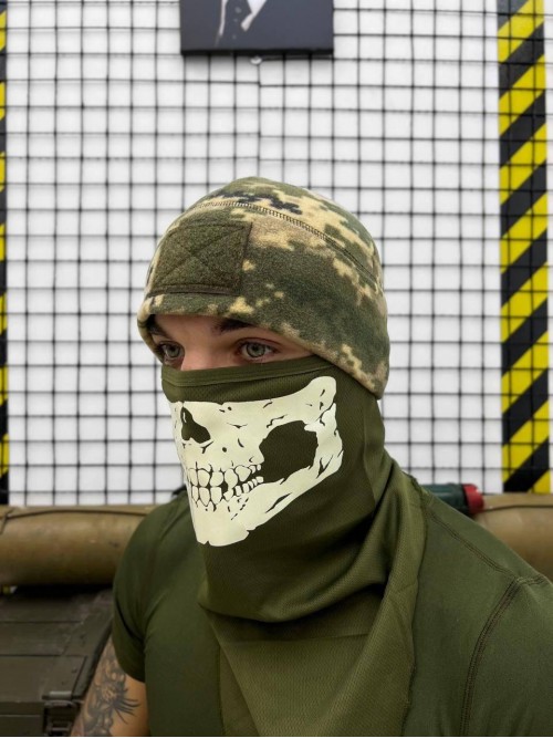 Шапка флісова піксель з липучкою