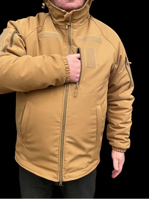 Зимова тактична куртка Soft Shell з утепленням Omni-Heat Койот Зимова тактична куртка Soft Shell з утепленням Omni-Heat Койот