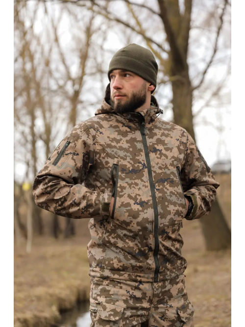 Куртка тактична софтшел піксель демісезон