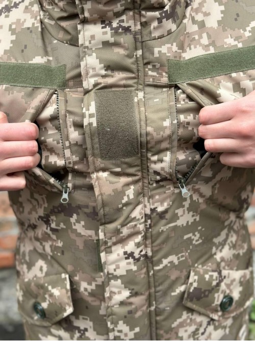 Зимова парка тактична піксель на флісі Зимова парка тактична піксель на флісі