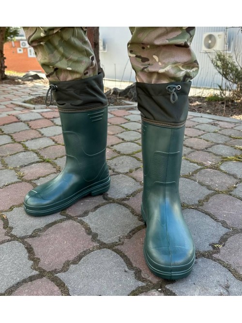 Чоботи гумові високі олива з вкладешем v2