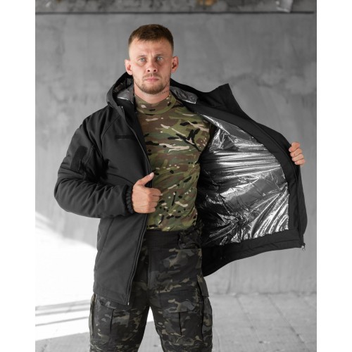 Зимова тактична куртка Soft Shell з утепленням Omni-Heat чорна Зимова тактична куртка Soft Shell з утепленням Omni-Heat чорна