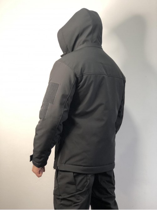 Зимова тактична куртка Soft Shell з утепленням Omni-Heat чорна