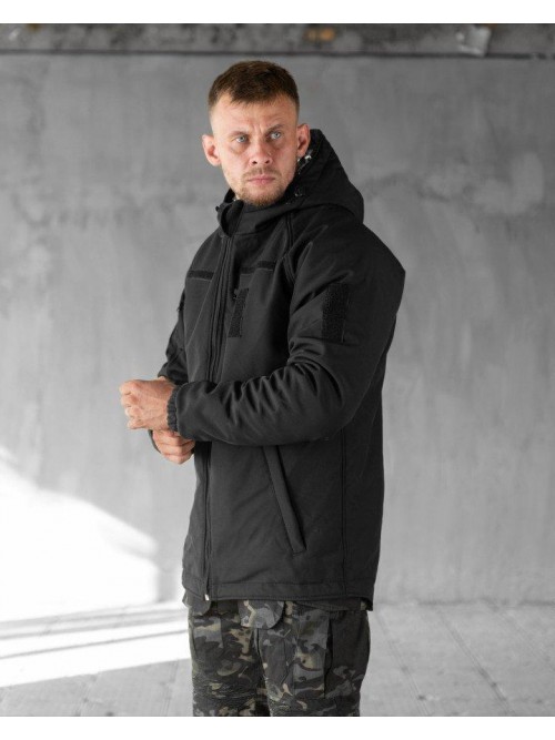Зимова тактична куртка Soft Shell з утепленням Omni-Heat чорна
