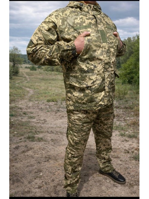 Весняна куртка штурмовка з капюшоном Піксель